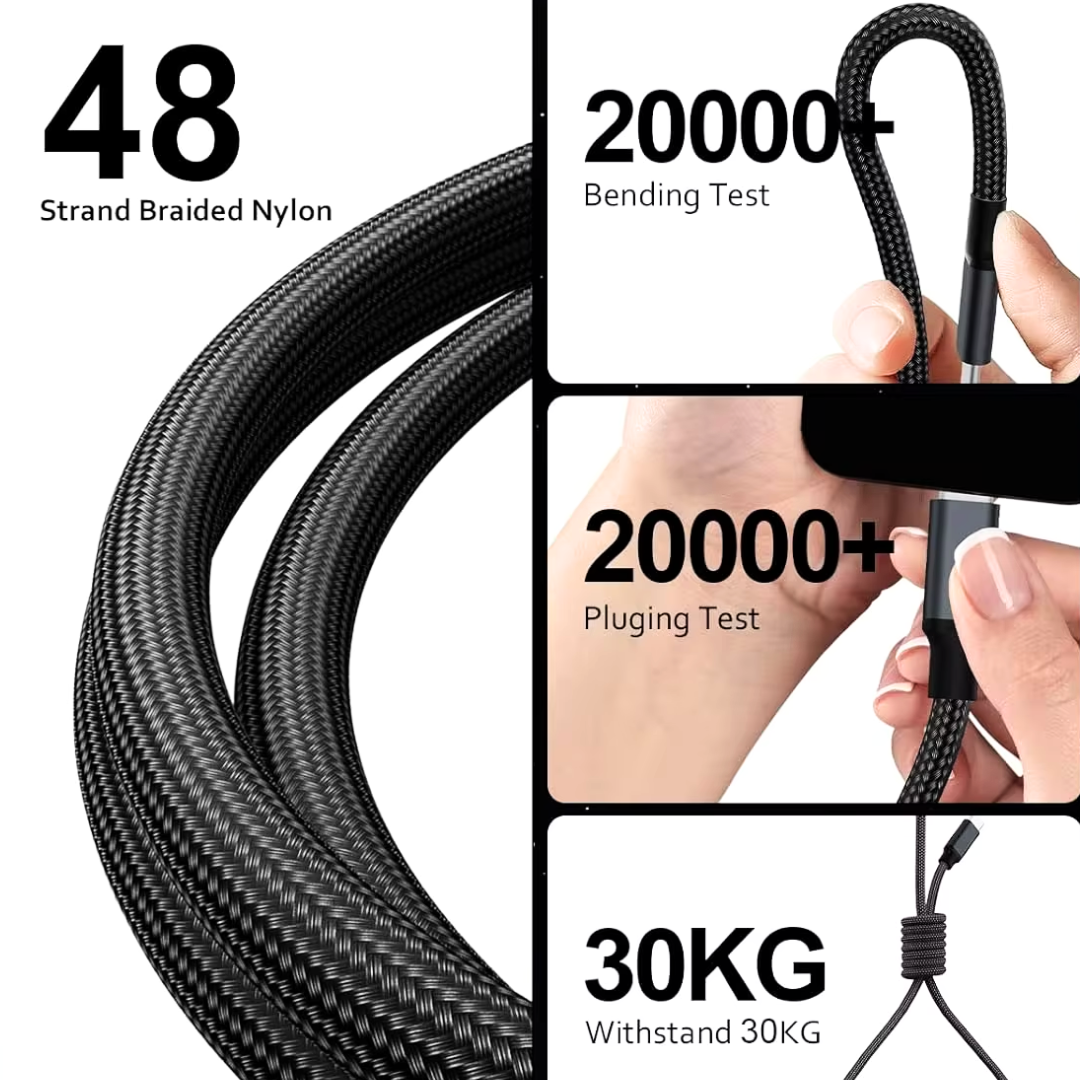 iCharger MagRoll USB-C Cable – Ultra-Durable Braided Nylon Design Tested for 20,000+ Bends and 30KG Strength.