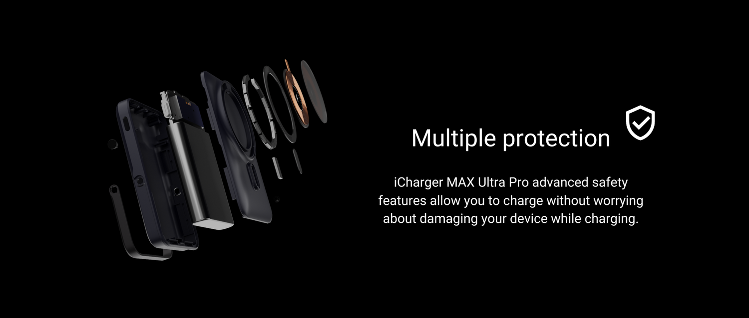 Sleek iCharger MAX Ultra Pro with integrated stand function for stable hands-free device support, showcasing side profile with precision design.