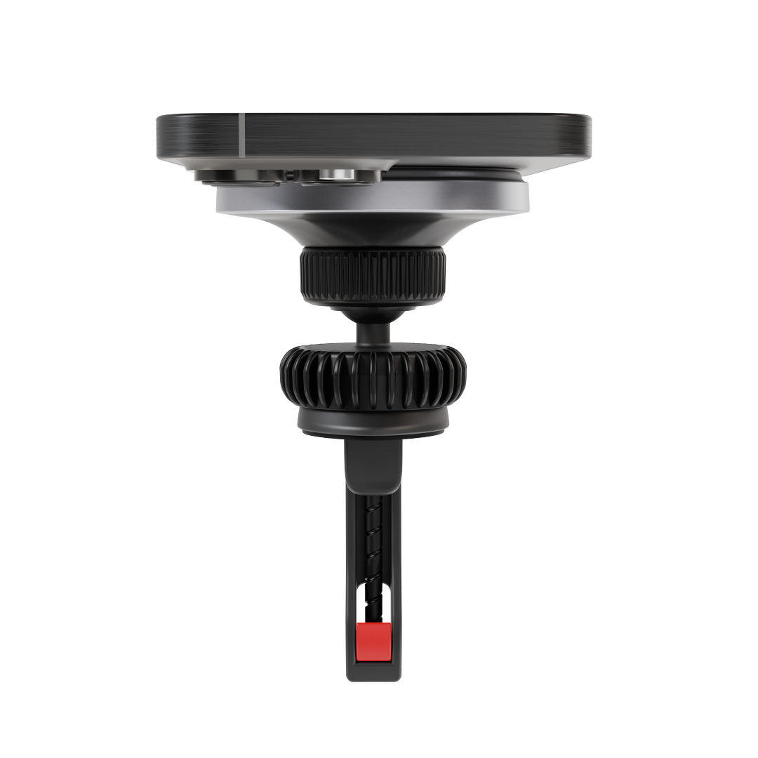 Top-down view of iCharger C3 Ultra MagSafe car mount wireless charger showing vent clip and charging pad