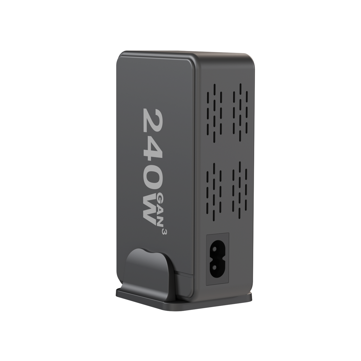 iCharger GaN3 240W ultra charging station in a vertical position with all ports and features visible, designed for high-speed and safe multi-device charging