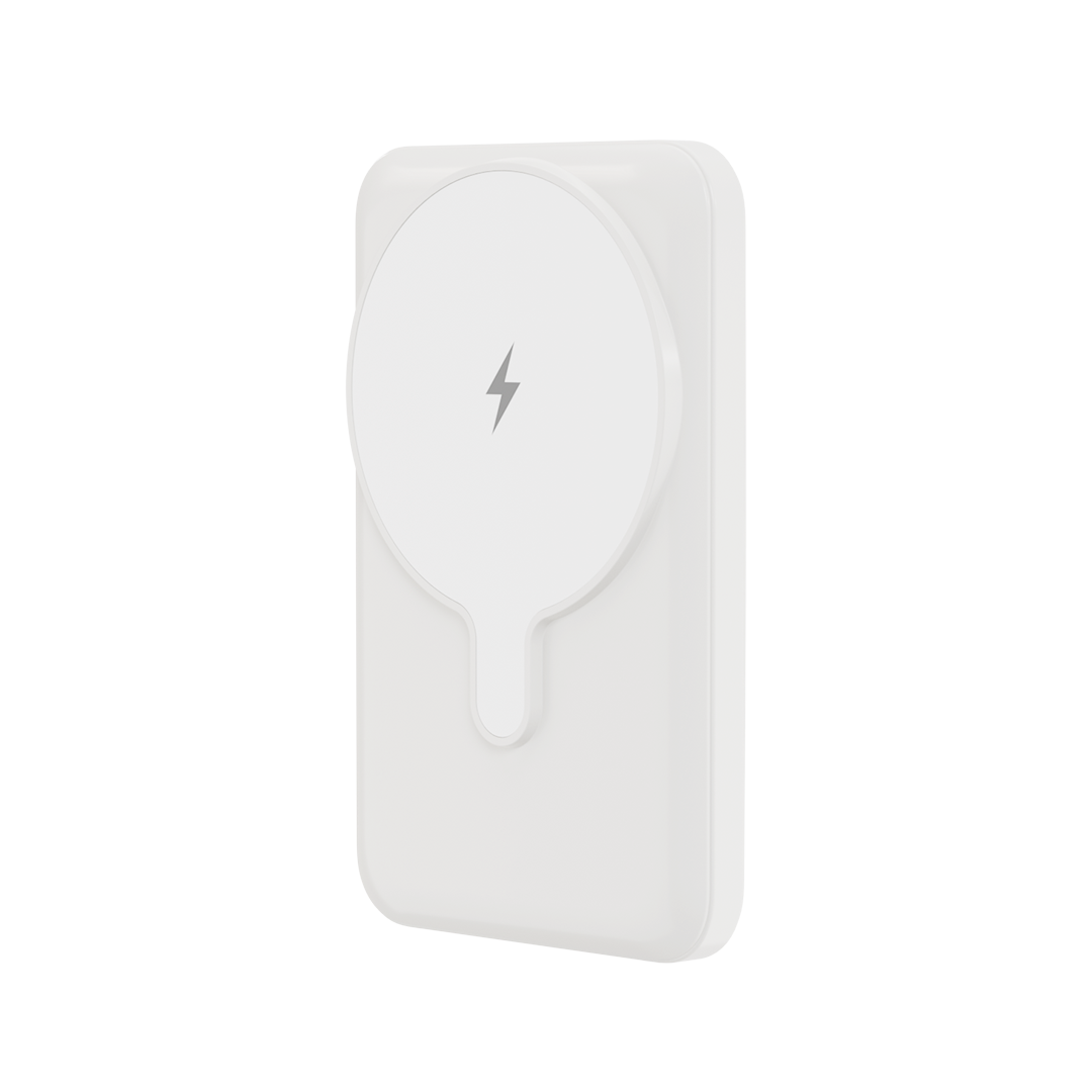 Minimalist white iCharger MAX Pro with Magsafe, symbolizing pure, efficient power delivery for Magsafe-compatible devices.