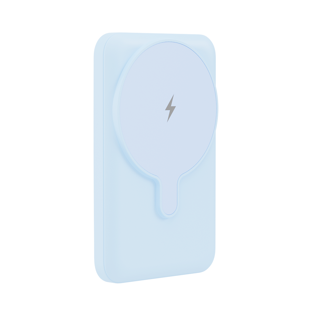 Soft blue iCharger MAX Pro wireless battery pack with Magsafe technology for a colorful and stylish charge.