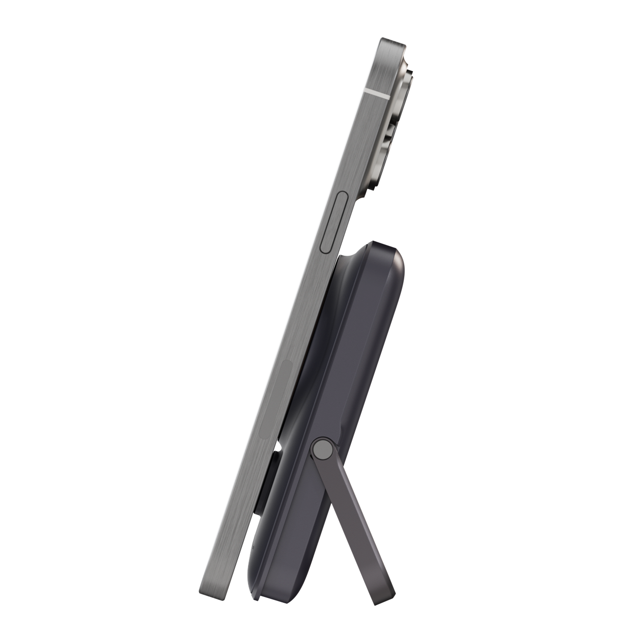 iPhone 15 pro max magsafe animation charging on a DarkNight iCharger MAX Ultra Pro 10,000mAh MagSafe compatible portable battery with stand feature and visible charging coil, optimized for iPhone and Samsung.