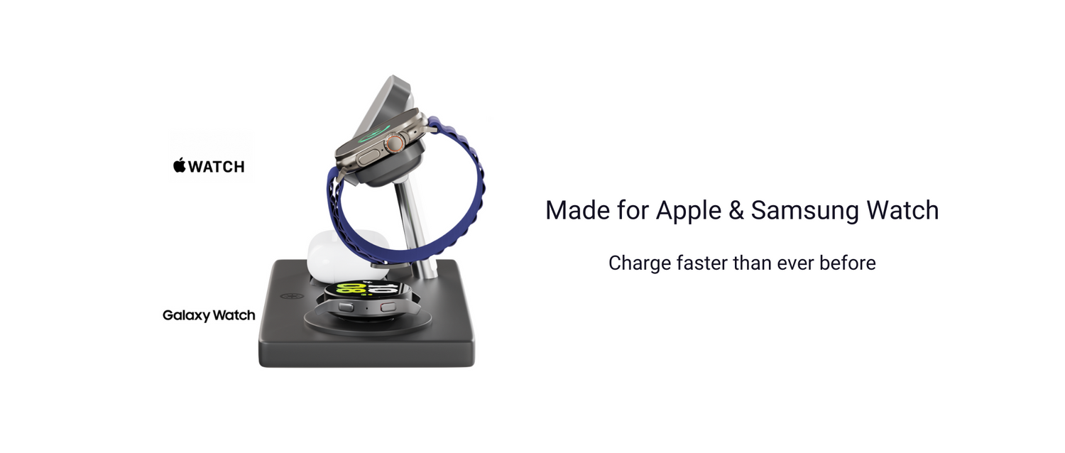 Fast-charging MagSafe station compatible with Apple and Samsung watches showcased on the iCharger Ultra Pro 7-in-1.