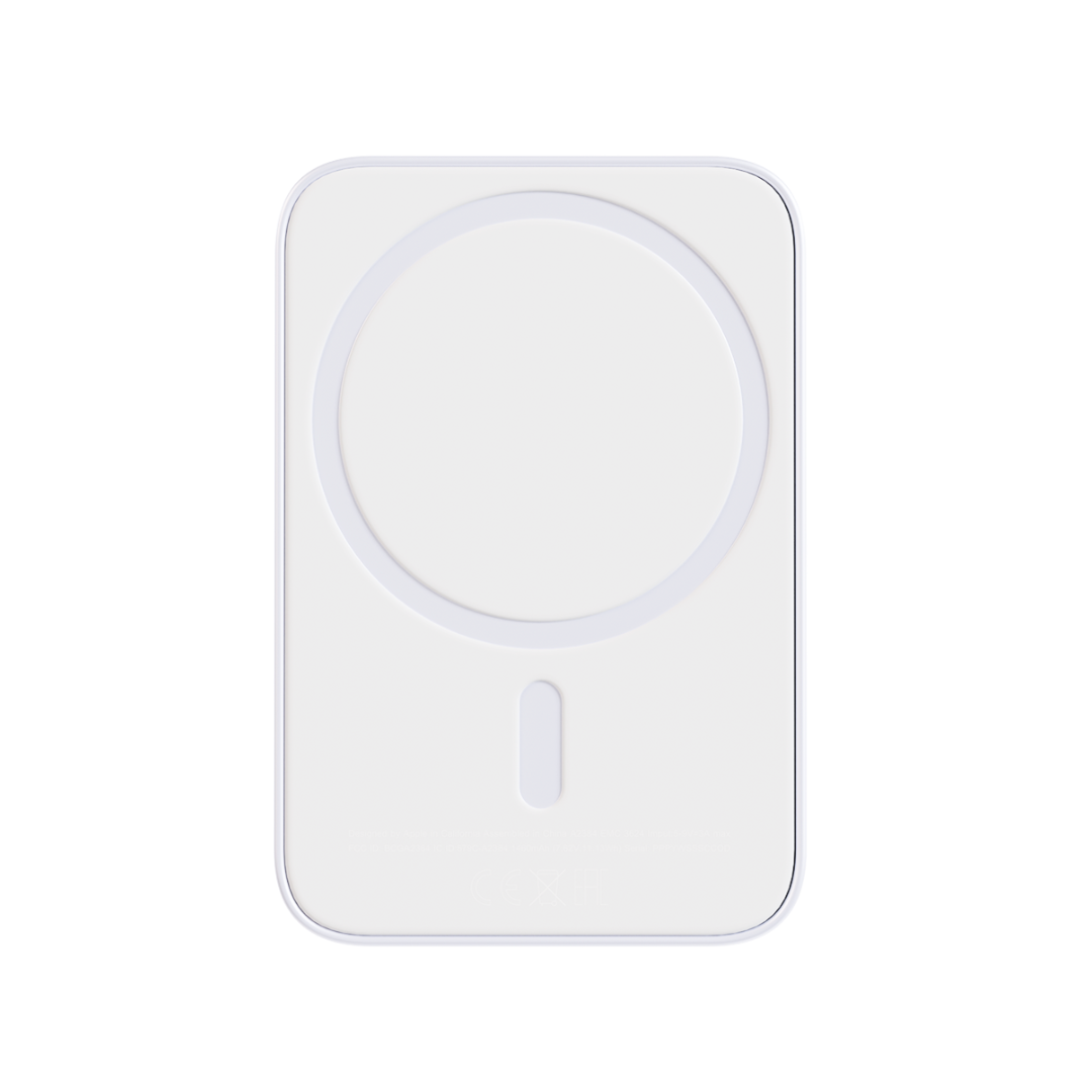 Minimalist white iCharger MAX with Magsafe, symbolizing pure, efficient power delivery for Magsafe-compatible devices.