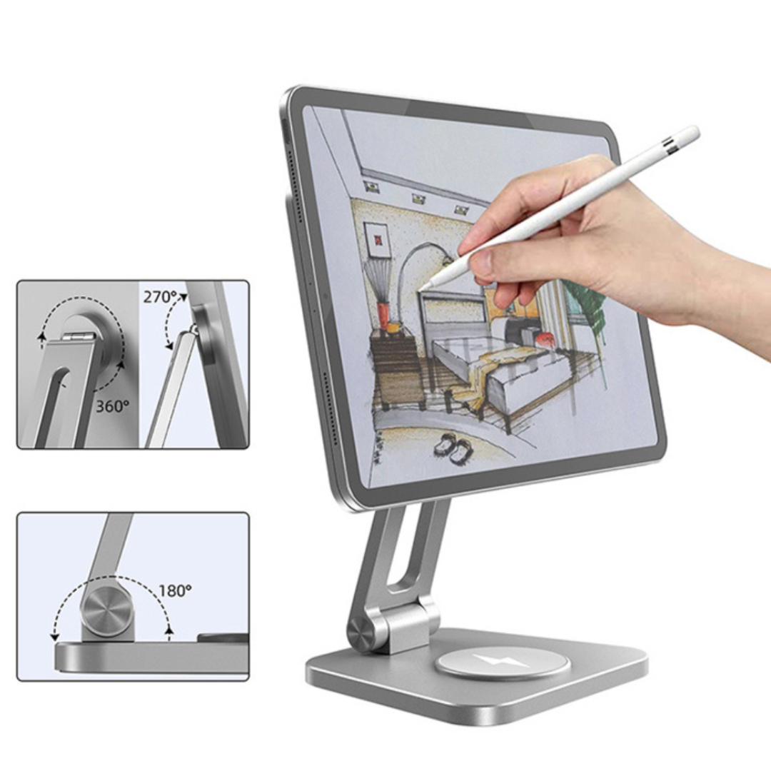 iCharger Apex Pro - Sleek Magnetic Stand for iPads with Fast iPhone Charging"