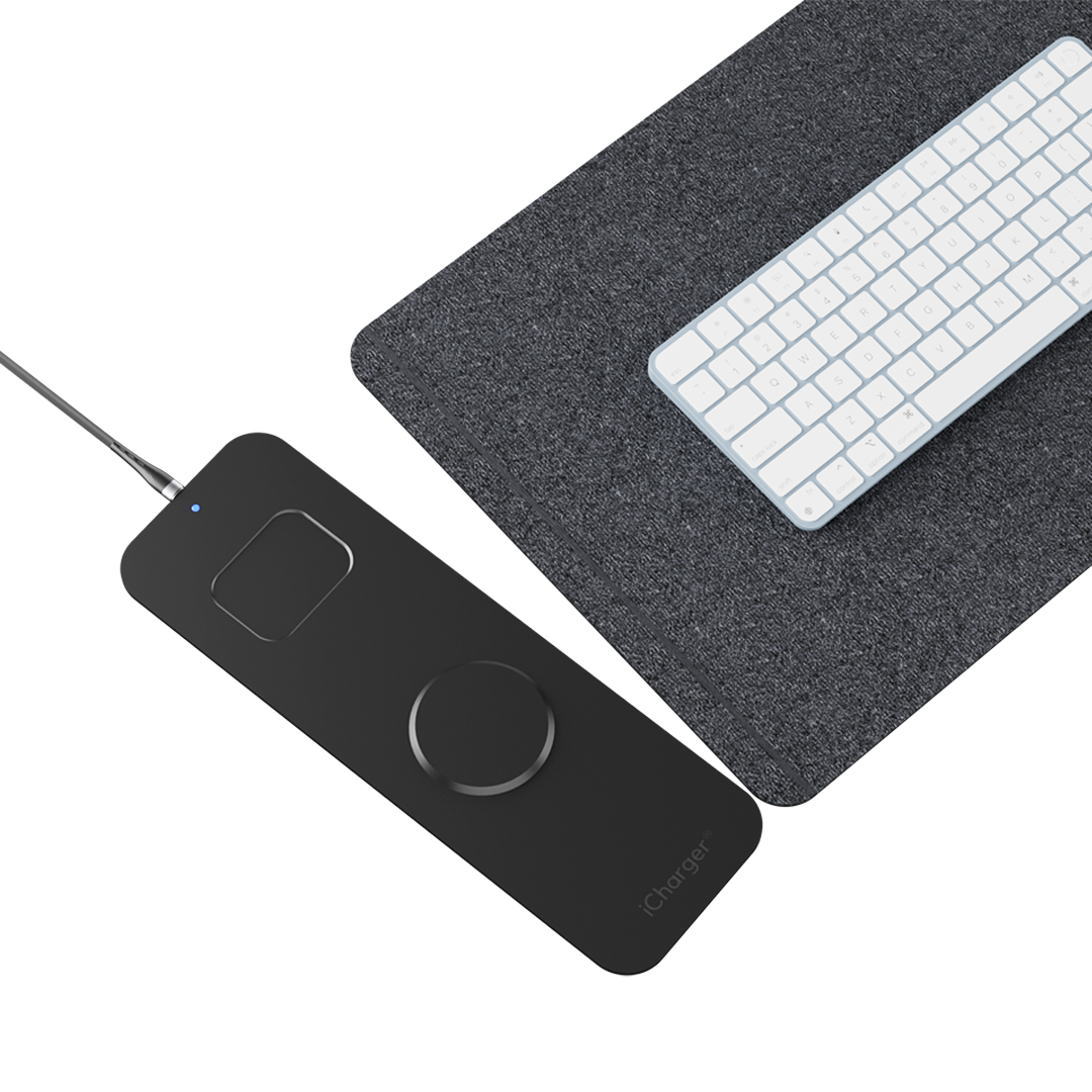 Luxury iCharger NexusMat 2-in-1 Desk Mat with Built-in Wireless Charger – Ideal for iPhone, Samsung Galaxy, and AirPods