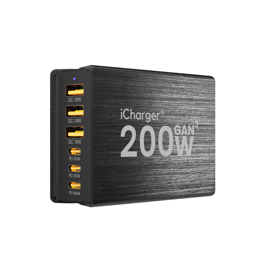 iCharger GaN3 200W Office Edition Power House - Front view with multiple USB and USB-C ports