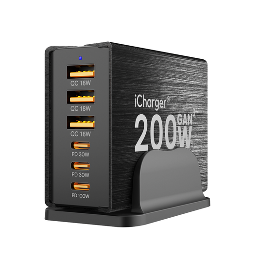 iCharger GaN3 200W office edition power house angled view highlighting compact and efficient design