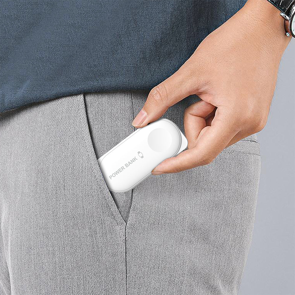 Pocket-sized iCharger MicroBOOST power bank for Apple Watch, ideal for travel