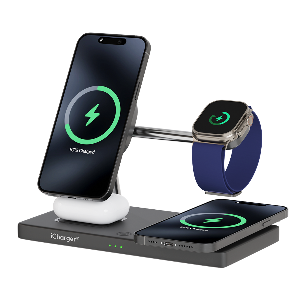 All-in-one wireless charging solution, MagSafe Ultra Pro 7-in-1 station, simultaneously charges iPhone, Apple Watch, and AirPods.